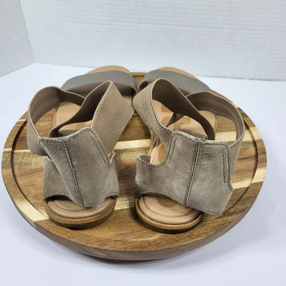Sorel Ella II Metallic Sage Green Stretch Strap Sandals‎ NL4053-240 Womens 9.5